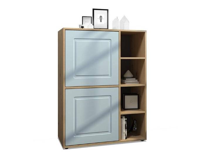 Möbelhandel Klipenstein Highboard NOAH V1, Kommode Schrank Landhaus, Korpus Eiche Artisan, Denim Matt von OTTO