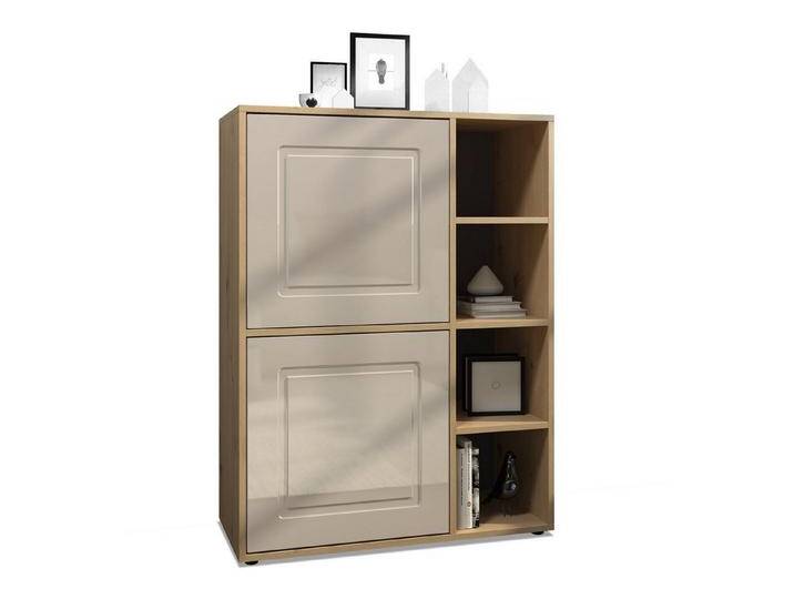 Möbelhandel Klipenstein Highboard NOAH V1, Kommode Schrank Landhaus, Korpus Eiche Artisan, grau, Sandgrau Hochglanz von OTTO