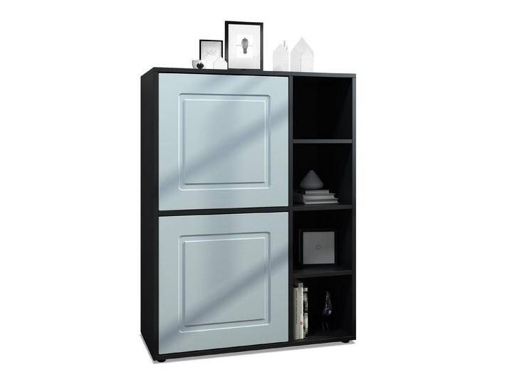 Möbelhandel Klipenstein Highboard NOAH V1, Kommode Schrank Landhaus, Korpus Schwarz matt, Denim Matt von OTTO