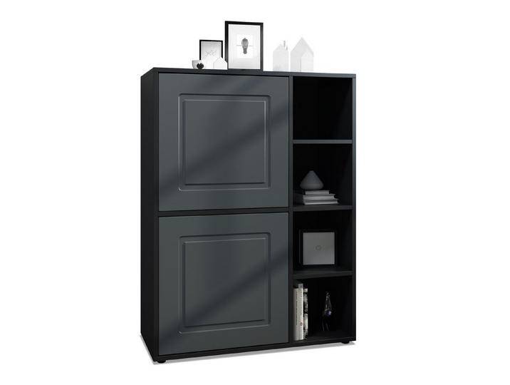 Möbelhandel Klipenstein Highboard NOAH V1, Kommode Schrank Landhaus, Korpus Schwarz matt, Graphit Seidenmatt von OTTO
