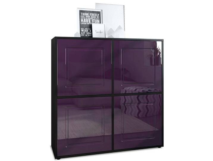 Möbelhandel Klipenstein Highboard NOAH V2, Kommode Schrank Landhaus, Korpus Schwarz matt, Brombeer Hochglanz von OTTO