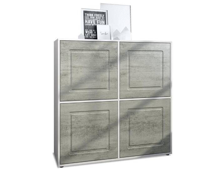 Möbelhandel Klipenstein Highboard NOAH V2, Kommode Schrank Landhaus, Korpus Weiß matt, Beton Oxid von OTTO