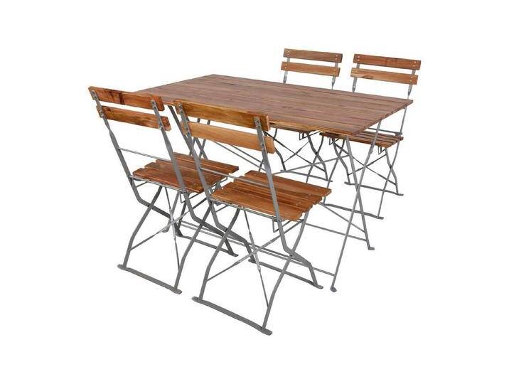 Mojawo Essgruppe Biergarten Set Klapptisch 4 Klappstühle klappbar Akazienholz 120x70cm von OTTO