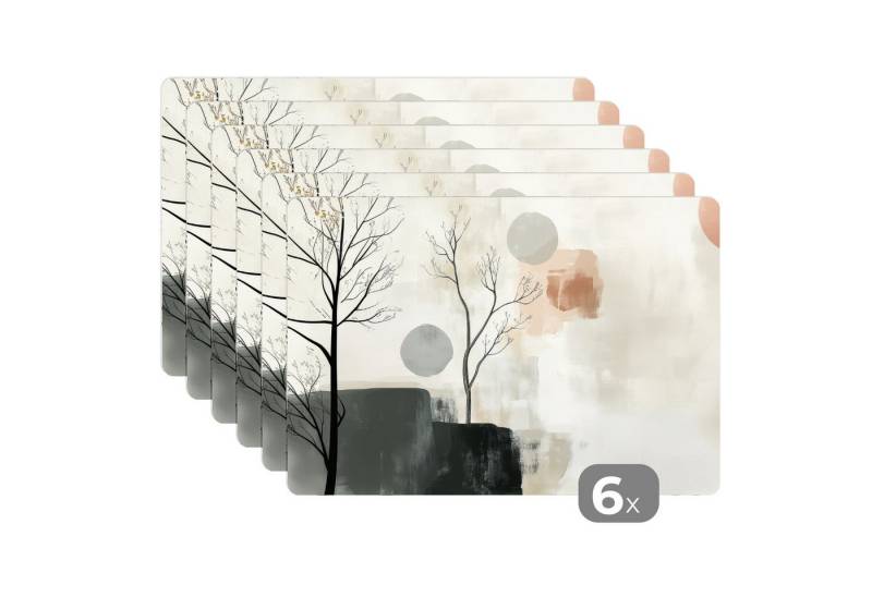MuchoWow Platzset Wabi sabi - Beige - Pflanze, (6-St), Platzsets, Tischset, Abwaschbar, Tischsets, Platzdeckchen von MuchoWow