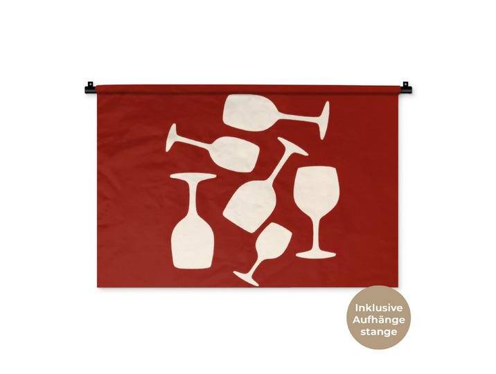 MuchoWow Wandteppich Weingläser - Scherenschnitte - Weiß, Weingläser - Silhouetten von OTTO