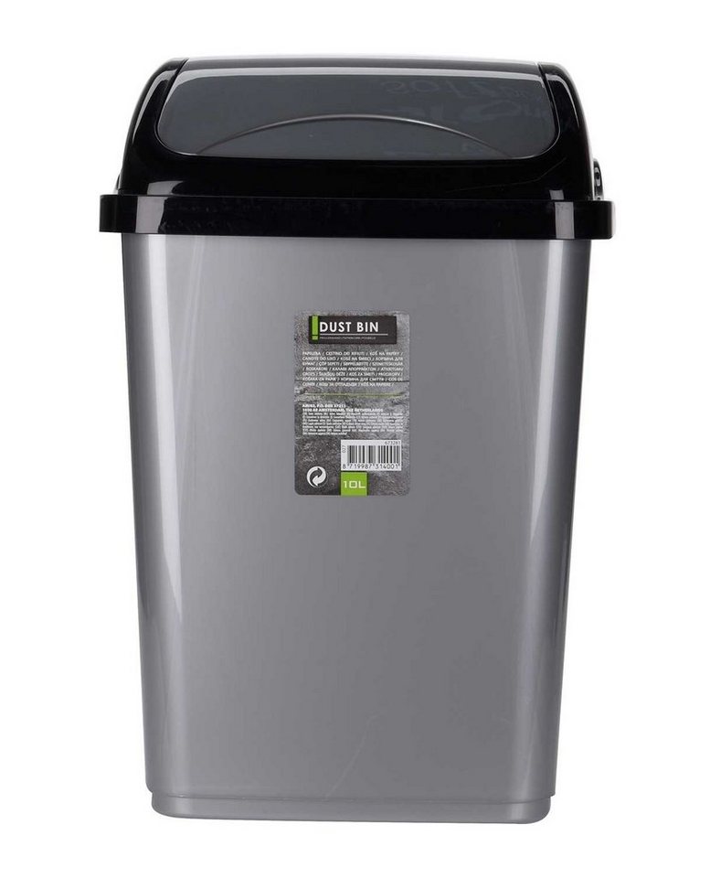 Mülleimer BUSKET, 10 Liter, Grau, Schwarz, Kunststoff, mit abnehmbarem Klappdeckel von OTTO