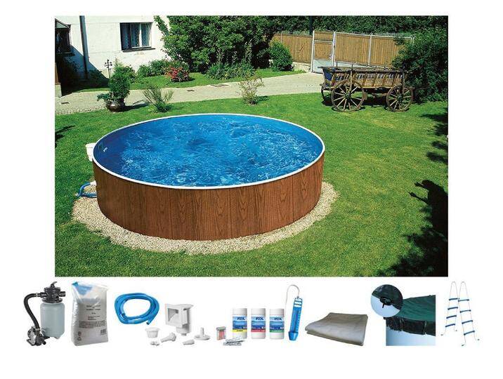 My Pool Bwt my POOL BWT Rundpool MAONI 3 (Komplett-Set, 8-tlg), Aufstellpool in Holzoptik in verschiedenen Größen, braun von OTTO
