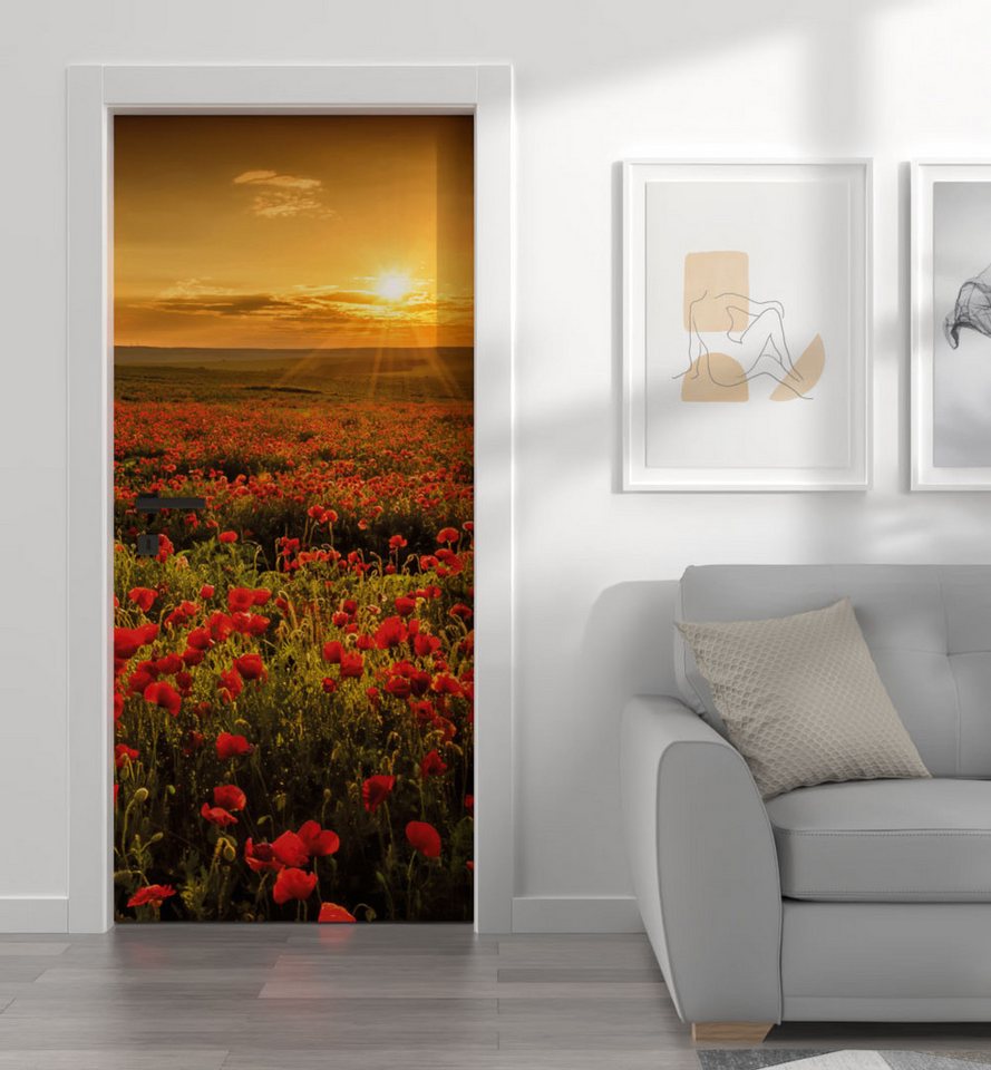 MyMaxxi Dekorationsfolie Türtapete Türposter Türfolie selbstklebend Mohnblume Türaufkleber, (Stil 43, 1St.}, Klebefolie Tür aufgerollt), Selbstklebend von MyMaxxi