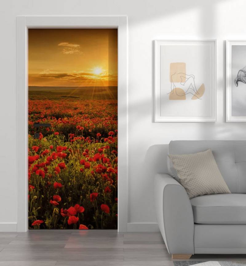 MyMaxxi Dekorationsfolie Türtapete Türposter Türfolie selbstklebend Mohnblume Türaufkleber, (Stil 43, 1St.}, Klebefolie Tür aufgerollt), Selbstklebend von MyMaxxi