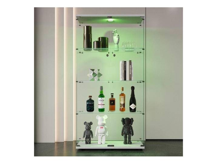 NMCXXO Glasvitrine Glasvitrine mit LED-Beleuchtung, modern und stilvoll Standvitrine/Glasvitrine 2x Glastür 4-lagig, Große Kapazität, weiß von OTTO