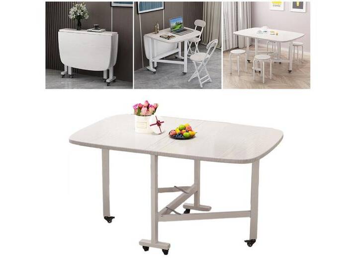 NUODWELL Esstisch Klapptisch Esstisch, Ausziehbarer Schmetterlingstisch Mit Universalrad, weiß, 100*60*75cm, Weiß von OTTO