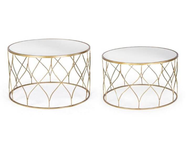 Natur24 Beistelltisch 2er Set Beistelltische Elenor 71 x 71 x 43 cm Stahl Glas Gold von OTTO