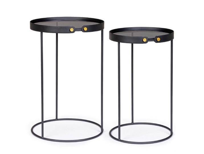 Natur24 Beistelltisch Zeina 2er Set Beistelltische 38 x 38 x 58,5 cm Stahl Glas Schwarz von OTTO
