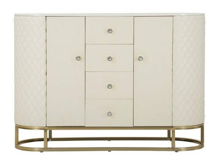 Natur24 Highboard Sharon Highboard 120 x 85 x 40 cm MDF Pinie Metall Plastik Weiß Gold von OTTO