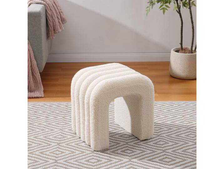 Navaris Sitzhocker Boucle Ottoman - Sitzhocker in Bogenform - Weicher Fußhocker (1 St), weiß von OTTO