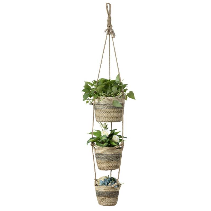 Navaris Übertopf Blumentopf Boho Stil - Blumenübertopf geflochten - Korb Pflanzentopf (1 St), Seegras Korb Übertopf Set - 3 Größen (S/M/L) mit Jute Seil von Navaris