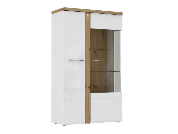 Newroom Vitrine Mazin Vitrine Weiß und Artisan Eiche Modern Vitrinenschrank Glasvitrine, weiß von OTTO