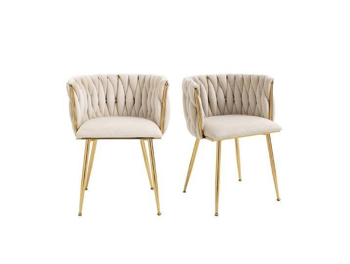 OKWISH 4-Fußstuhl Leisure Esszimmerstühle Akzentstuhl Lounge Stuhl (mit Eisenmetallfüßen 2-teilig/SET, 2 St), beige, samt von OTTO