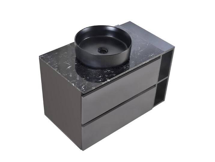 OKWISH Badmöbel-Set Waschbeckenunterschrank, (Hängeschrank, mit Aufsatzwaschbecken, ohne Ablaufgarnitur), mit Arbeitsplatte aus Marmor von OTTO