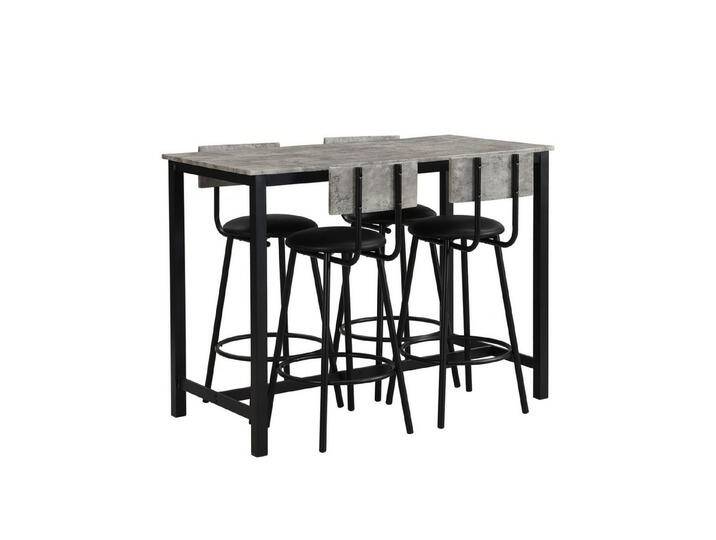 OKWISH Bargruppe 1 Bartisch und 4 Barstühle mit vier Metallbeinen, (rechteckiger Esstisch, Loungesessel mit vier Metallbeinen), Grau + Schwarz, grau von OTTO
