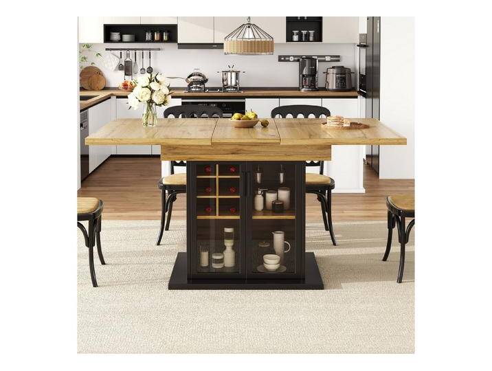 OKWISH Esstisch Ausziehbarer Esstisch (mit Weinregal & Glastür, Klappbarer Küchentisch für 4–6 Personen, Platzsparender Teleskoptisch für Küche, Wohnzimmer & Essbereich, 1-St., 110-140*80*76cm), schwarz OKWISH Esstisch Ausziehbarer Esstisch (mit Weinregal & Glastür, Klappbarer Küchentisch für 4–6 Personen, Platzsparender Teleskoptisch für Küche, Wohnzimmer & Essbereich, 1-St., 110-140*80*76cm), schwarz von OTTO