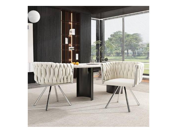 OKWISH Esszimmerstuhl 360°-Drehfunktion (Polsterstuhl, Wohnzimmerstuhl, Küchenstuhl, Drehstuhl, 6 St), mit vier Stützbeinen aus Metall, beige, 6 St. von OTTO