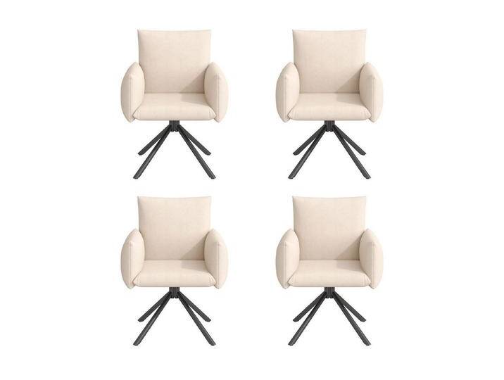OKWISH Esszimmerstuhl Gepolsterter Sessel mit 4 Metallbeinen (Wohnzimmerstuhl, Küchenstuhl, Drehstuhl, 4 St), 360° Lässiger Drehstuhl, beige, Samt von OTTO