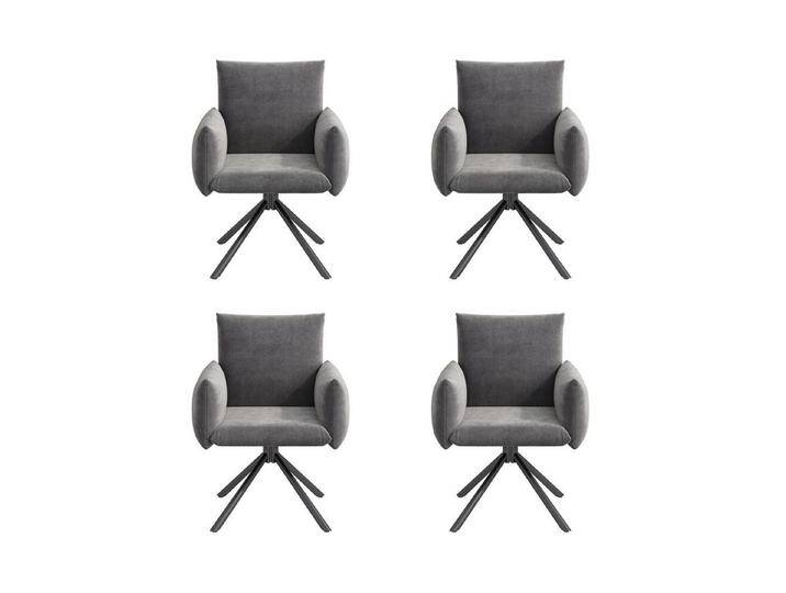OKWISH Esszimmerstuhl Gepolsterter Sessel mit 4 Metallbeinen (Wohnzimmerstuhl, Küchenstuhl, Drehstuhl, 4 St), 360° Lässiger Drehstuhl, grau, Samt von OTTO