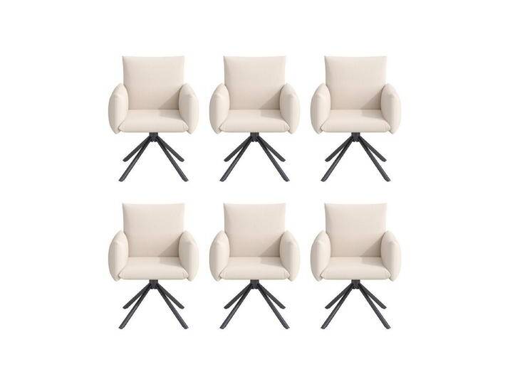 OKWISH Esszimmerstuhl Gepolsterter Sessel mit 4 Metallbeinen (Wohnzimmerstuhl, Küchenstuhl, Drehstuhl, 6 St), 360° Lässiger Drehstuhl, beige, Leinen von OTTO