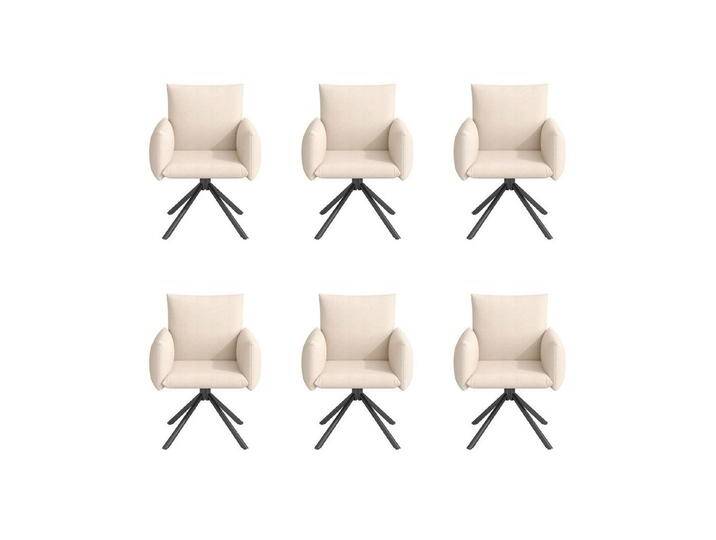 OKWISH Esszimmerstuhl Gepolsterter Sessel mit 4 Metallbeinen (Wohnzimmerstuhl, Küchenstuhl, Drehstuhl, 6 St), 360° Lässiger Drehstuhl, beige, Samt von OTTO