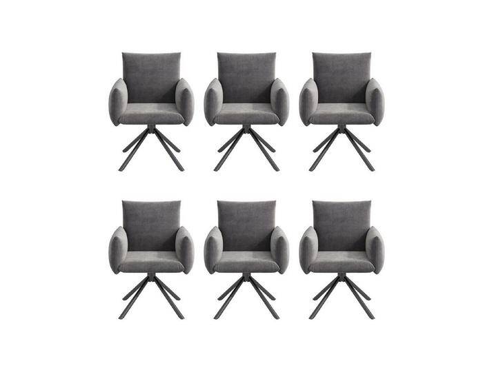 OKWISH Esszimmerstuhl Gepolsterter Sessel mit 4 Metallbeinen (Wohnzimmerstuhl, Küchenstuhl, Drehstuhl, 6 St), 360° Lässiger Drehstuhl, grau, Samt von OTTO