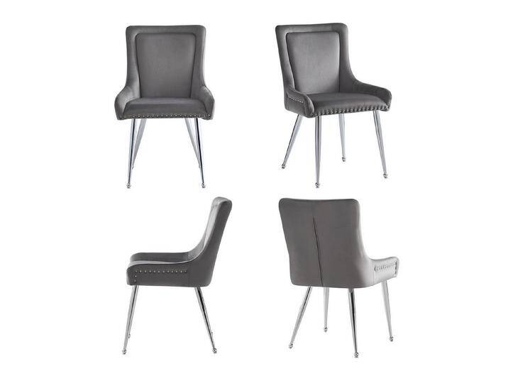 OKWISH Esszimmerstuhl Loungesessel,Kosmetikstuhl,Esszimmerstuhl (Luxuriöse Samt-Esszimmerstühle (4er Set) – Ergonomisches Design, Versilberte Eisenbeine, Verstellbare Füße, Grau – Stilvolle Stühle für Esszimmer und Büro, Komfort für hohe Ansprüche, 4 St) von OTTO