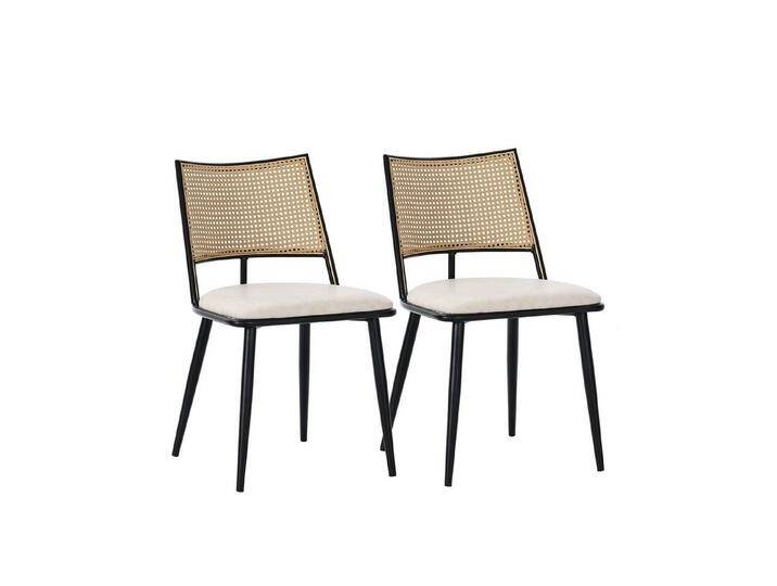 OKWISH Esszimmerstuhl Polsterstühle (2 St), Metallbeine,Mit Rattan-Rückenlehne Kunstlder, schwarz, 2 St., Schwarz von OTTO