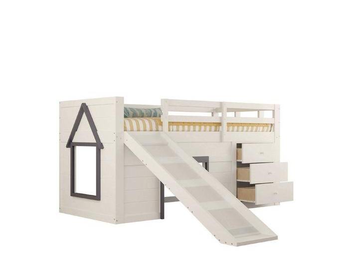 OKWISH Hochbett Kinderbett,Funktionsbett,Einzelbett,mit Schreibtisch (90 x 200 Niedriges Hochbett mit Rutsche, 3 Schubladen & 2 Türen in Creme – Robustes Massivholzdesign mit praktischen Stauraummöglichkeiten für Kinderzimmer und Jugendräume OKWISH Hochbett Kinderbett,Funktionsbett,Einzelbett,mit Schreibtisch (90 x 200 Niedriges Hochbett mit Rutsche, 3 Schubladen & 2 Türen in Creme – Robustes Massivholzdesign mit praktischen Stauraummöglichkeiten für Kinderzimmer und Jugendräume von OTTO