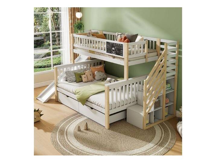 OKWISH Hochbett multifunktionales Kinderbett (Hausbett, Etagendoppelbett mit Rutsche und kleiner Tafel, 2 Schubladen, 140*200cm & 90*200cm OKWISH Hochbett multifunktionales Kinderbett (Hausbett, Etagendoppelbett mit Rutsche und kleiner Tafel, 2 Schubladen, 140*200cm & 90*200cm von OTTO
