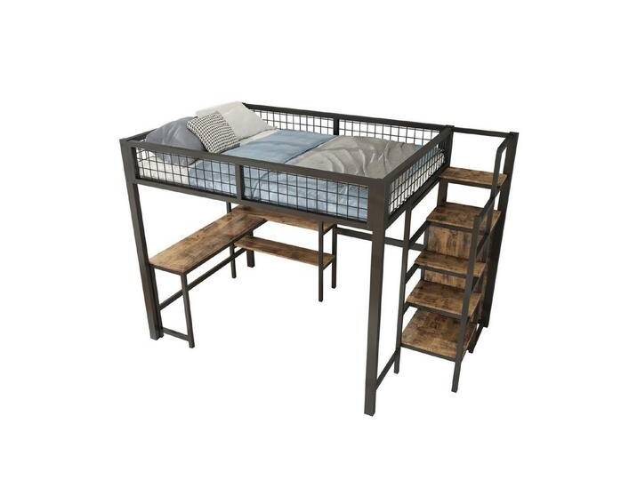 OKWISH Kinderbett Metallbett, Hochbett, Kinderbett, Funktionsbett (aus Metall mit Einbauschrank und Schreibtisch – platzsparende Lösung für Jugend- und Arbeitszimmer, 140x200cm), ohne Matratze von OTTO