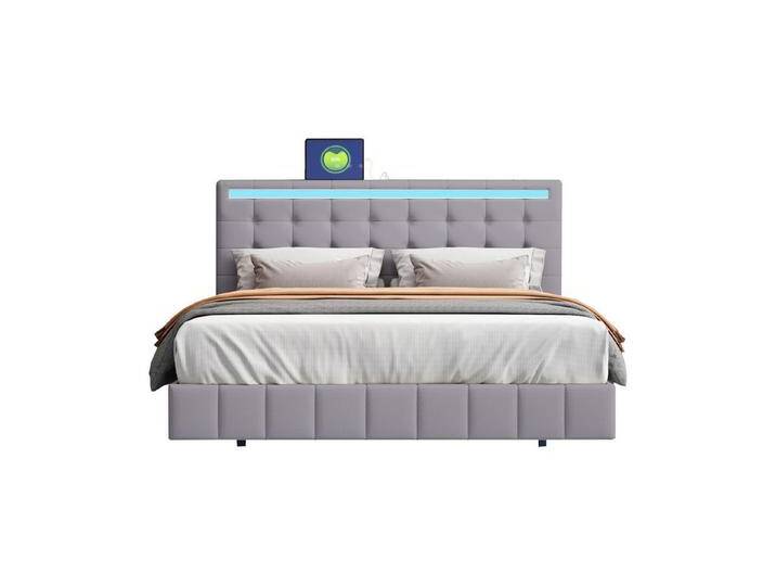 OKWISH Polsterbett Funktionsbett, Doppelbett, Gästebett, gepolsterter Schwebebettrahmen, Ohne Matratze, grau, Grau OKWISH Polsterbett Funktionsbett, Doppelbett, Gästebett, gepolsterter Schwebebettrahmen, Ohne Matratze, grau, Grau von OTTO