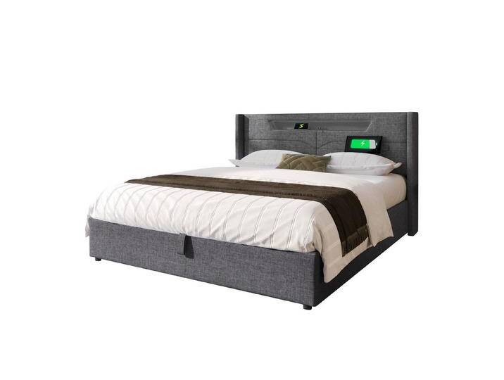 OKWISH Polsterbett LED Doppelbett mit USB Typ C Ladefunktion, 160 x 200 cm,Inklusive Matratze, grau, Inklusive Matratze, Grau OKWISH Polsterbett LED Doppelbett mit USB Typ C Ladefunktion, 160 x 200 cm,Inklusive Matratze, grau, Inklusive Matratze, Grau von OTTO