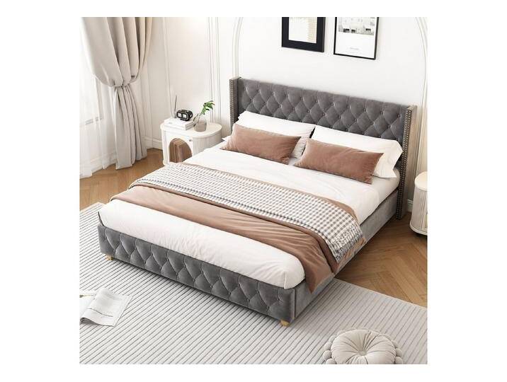 OKWISH Polsterbett Nietenpolsterung, Knopfpolsterung, (2-tlg., 180 x 200 cm), mit Lattenrost und Kopfteil, mit Matratze, grau von OTTO