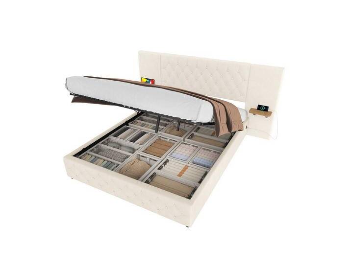 OKWISH Polsterbett Stauraumbett Doppelbett Funktionsbett Gästebett (mit LED-Beleuchtung, USB-Anschluss, hydraulischem Hebesystem und großzügigem Stauraum – Stylisches Design mit breitem Kopfteil, ideal für Schlafzimmer & komfortablen Schlaf 140x200 cm), Ohne Matratze OKWISH Polsterbett Stauraumbett Doppelbett Funktionsbett Gästebett (mit LED-Beleuchtung, USB-Anschluss, hydraulischem Hebesystem und großzügigem Stauraum – Stylisches Design mit breitem Kopfteil, ideal für Schlafzimmer & komfortablen Schlaf 140x200 cm), Ohne Matratze von OTTO