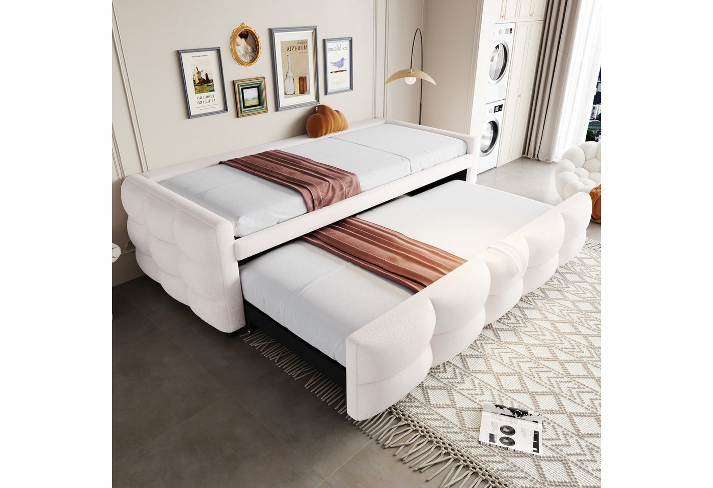 OKWISH Schlafsofa Polsterbett Ausziehbar,Teddy-Samt Schlafsofa,Multifunktionsbett, Polsterbett Ausziehbar 90/180 x 190 cm, Teddy-Samt Schlafsofa mit Lattenrost, Platzsparend, Multifunktional für Wohnzimmer & Gästezimmer., mit Relaxfunktion OKWISH Schlafsofa Polsterbett Ausziehbar,Teddy-Samt Schlafsofa,Multifunktionsbett, Polsterbett Ausziehbar 90/180 x 190 cm, Teddy-Samt Schlafsofa mit Lattenrost, Platzsparend, Multifunktional für Wohnzimmer & Gästezimmer., mit Relaxfunktion von OKWISH
