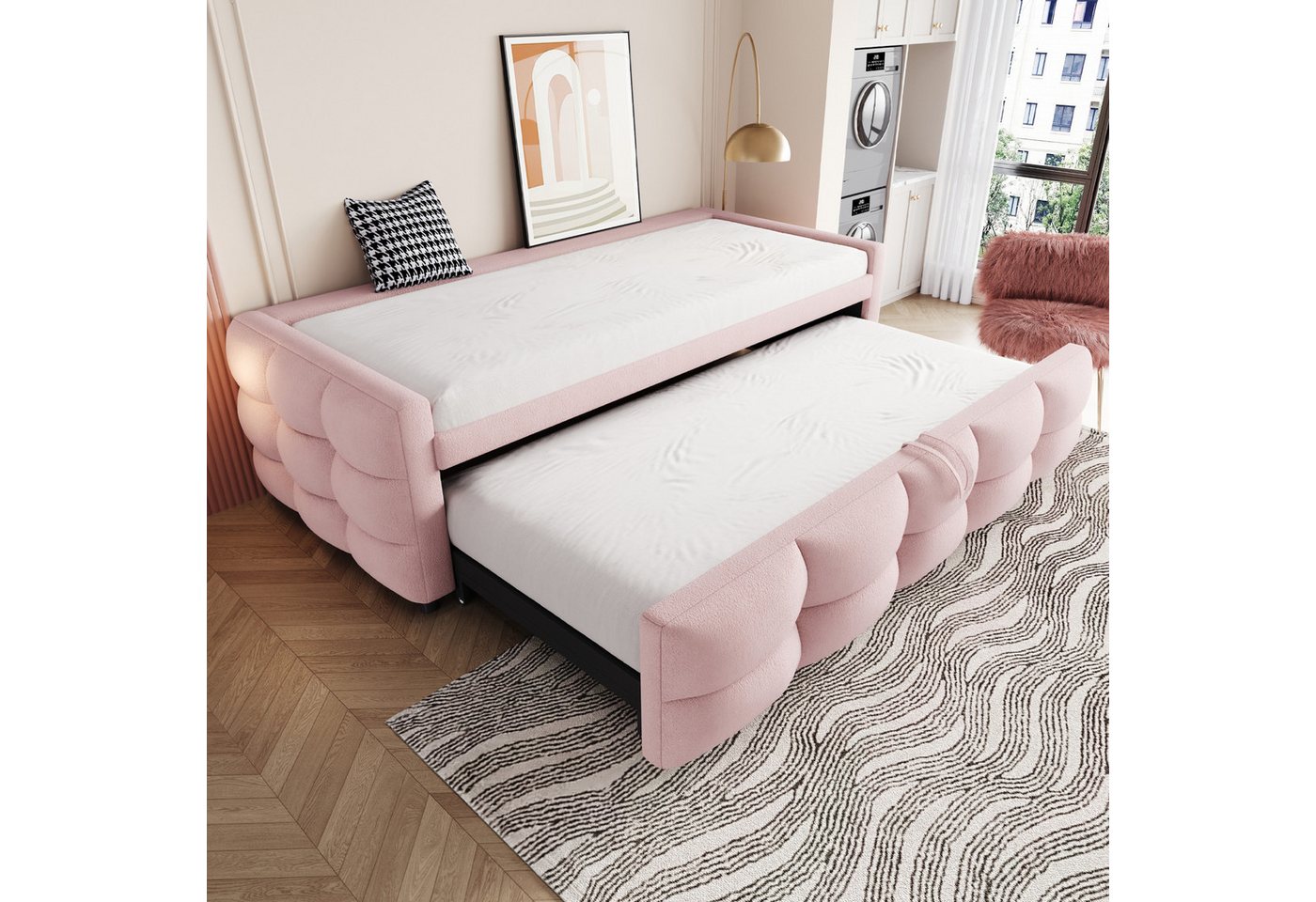 OKWISH Schlafsofa Polsterbett Ausziehbar,Teddy-Samt Schlafsofa,Multifunktionsbett, Polsterbett Ausziehbar 90/180 x 190 cm, Teddy-Samt Schlafsofa mit Lattenrost, Platzsparend, Multifunktional für Wohnzimmer & Gästezimmer., mit Relaxfunktion OKWISH Schlafsofa Polsterbett Ausziehbar,Teddy-Samt Schlafsofa,Multifunktionsbett, Polsterbett Ausziehbar 90/180 x 190 cm, Teddy-Samt Schlafsofa mit Lattenrost, Platzsparend, Multifunktional für Wohnzimmer & Gästezimmer., mit Relaxfunktion von OKWISH