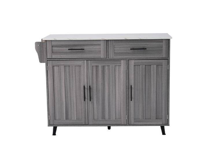 OKWISH Sideboard Anrichte Küchenschrank Speisewagen (Kücheninsel, Servierwagen, Küchenschrank, 1 St., 5 Räder, 3 Tür), mit Ausziehbare Arbeitsplatte,Massivholzbeine umschaltbar von OTTO