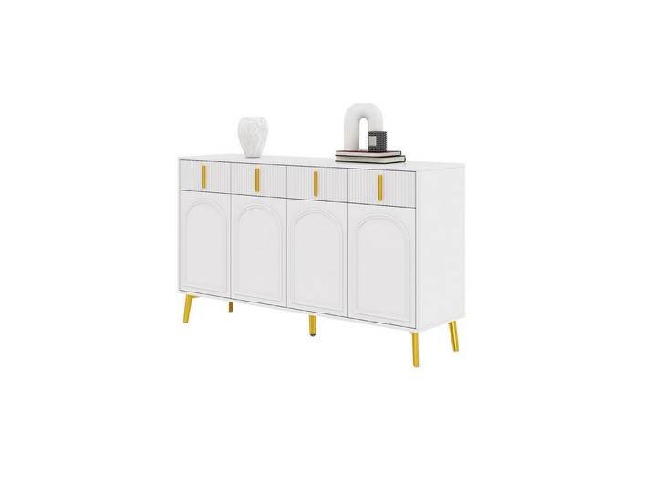 OKWISH Sideboard mit goldenen Griffen und Beine (Wohnzimmerschrank, Anrichte, Kommode, 1 St., 4 Türen, 4 Schubladen), mit herausnehmbarem Laminat von OTTO