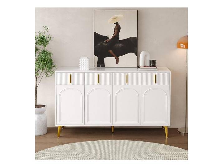 OKWISH Sideboard mit goldenen Griffen und Beine (Wohnzimmerschrank, Anrichte, Kommode, 1 St., 4 Türen, 4 Schubladen), mit herausnehmbarem Laminat von OTTO