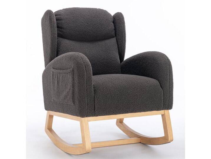 OKWISH Stuhl Moderner Schaukelstuhl,Relaxsessel,mit Teddy-Stoffbezug (Moderner Schaukelstuhl mit Teddy-Stoffbezug und ergonomischem Wingback-Design – Gepolstert, mit praktischen Armlehnentaschen für Wohnzimmer & Schlafzimmer) von OTTO
