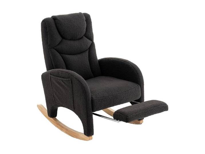 OKWISH Stuhl Schaukelstuhl,Wohnzimmerstuhl mit Armlehne (Schaukelstuhl mit Armlehne & Kopfstütze, Kunstfell-Stoff, 110 kg Tragkraft, Ideal für Wohnzimmer und Schlafzimmer – Relaxsessel mit klappbarem Fußhocker für maximale Entspannung) von OTTO