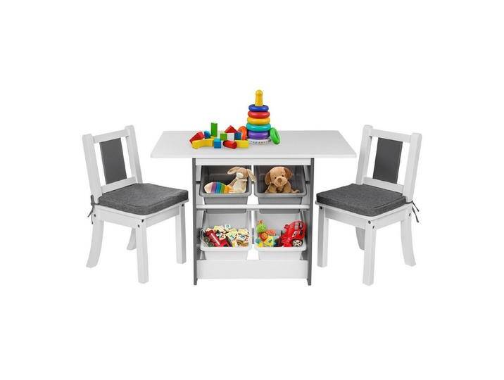ONVAYA Kindertisch Kindertisch-Set mit Stühlen, Kindersitzgruppe mit Stauraum, grau weiß, weiß/grau von OTTO