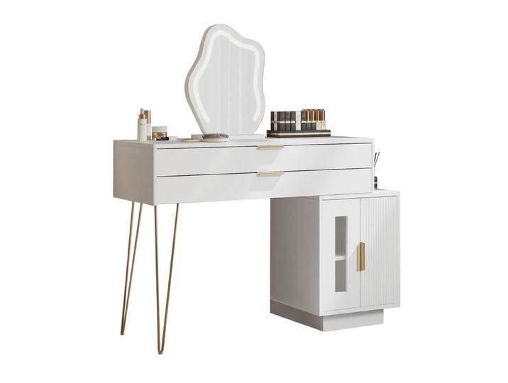 OUTMAX Schminktisch mit LED-beleuchtetem Spiegel, Weißes Schminktisch-Set mit ausziehbarem (Set, 1-St., 1 Tisch), Länge 100 cm, Breite 40 cm von OTTO