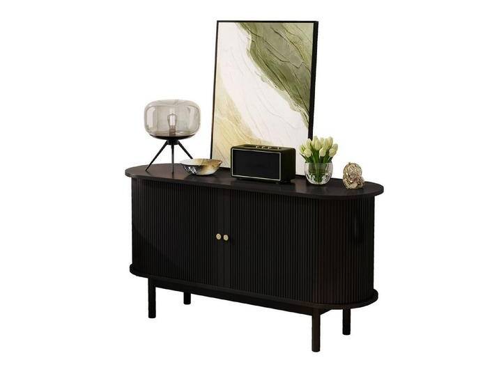 OUTMAX Sideboard Mit Schiebetüren & Kiefernholzbeinen, Breite 138cm für Küche, Flur (1 St), Höhe 75 cm, schwarz, Schwarz von OTTO